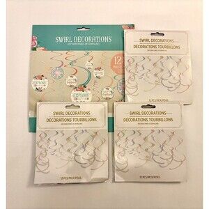 Lot of 4 Mix & Match Pastel Adventure, Travel Birthday Party Hanging Swirls